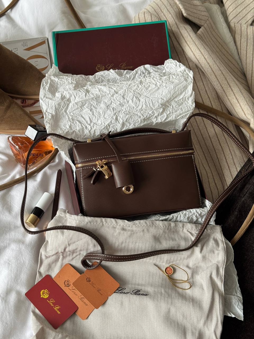 Loro Piana Extra Bag L27 Smooth Calfskin Brown - 2