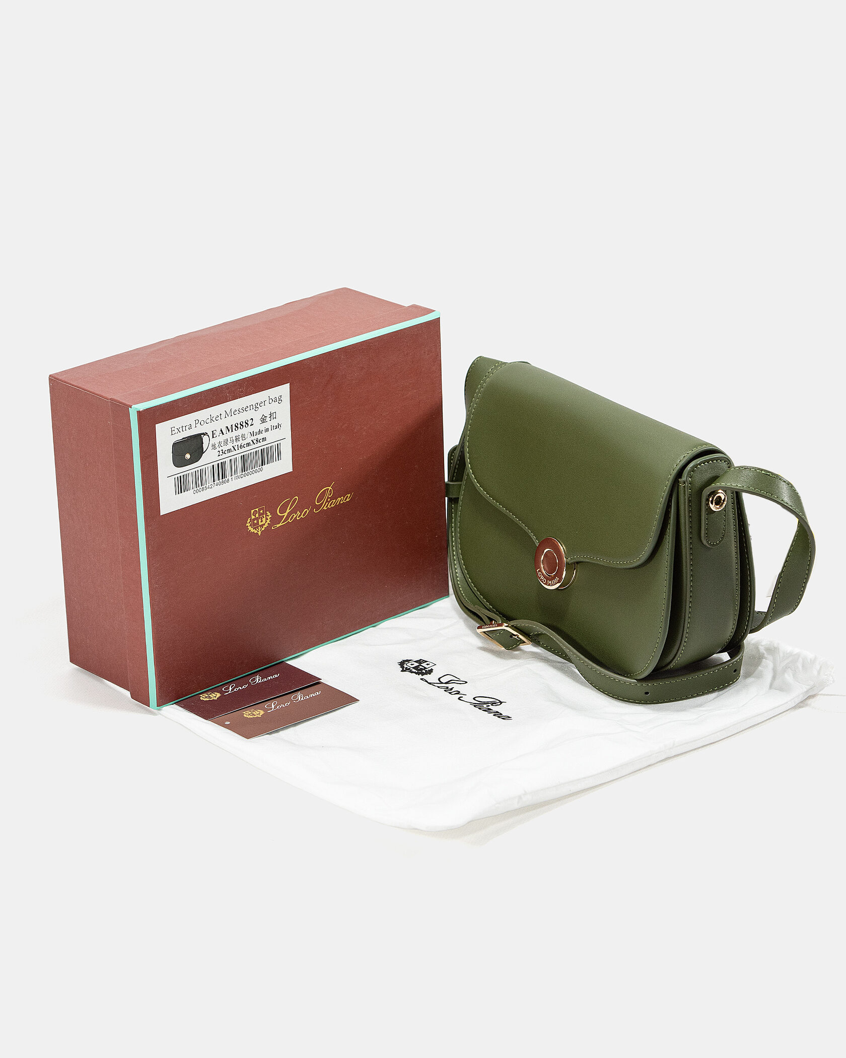 Loro Piana Small Ghiera Bag in Olive Green Smooth Calfskin - 2