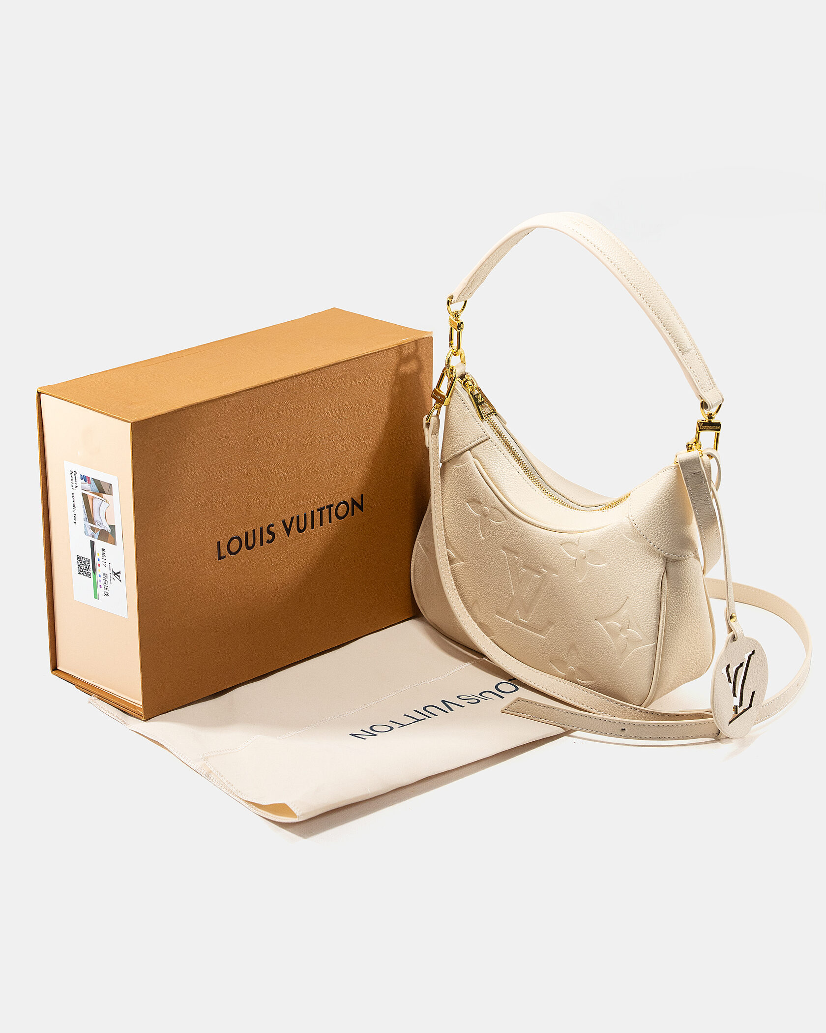 Louis Vuitton Babylone Small Hobo Bag in Cream/Beige Monogram Empreinte Leather - 2