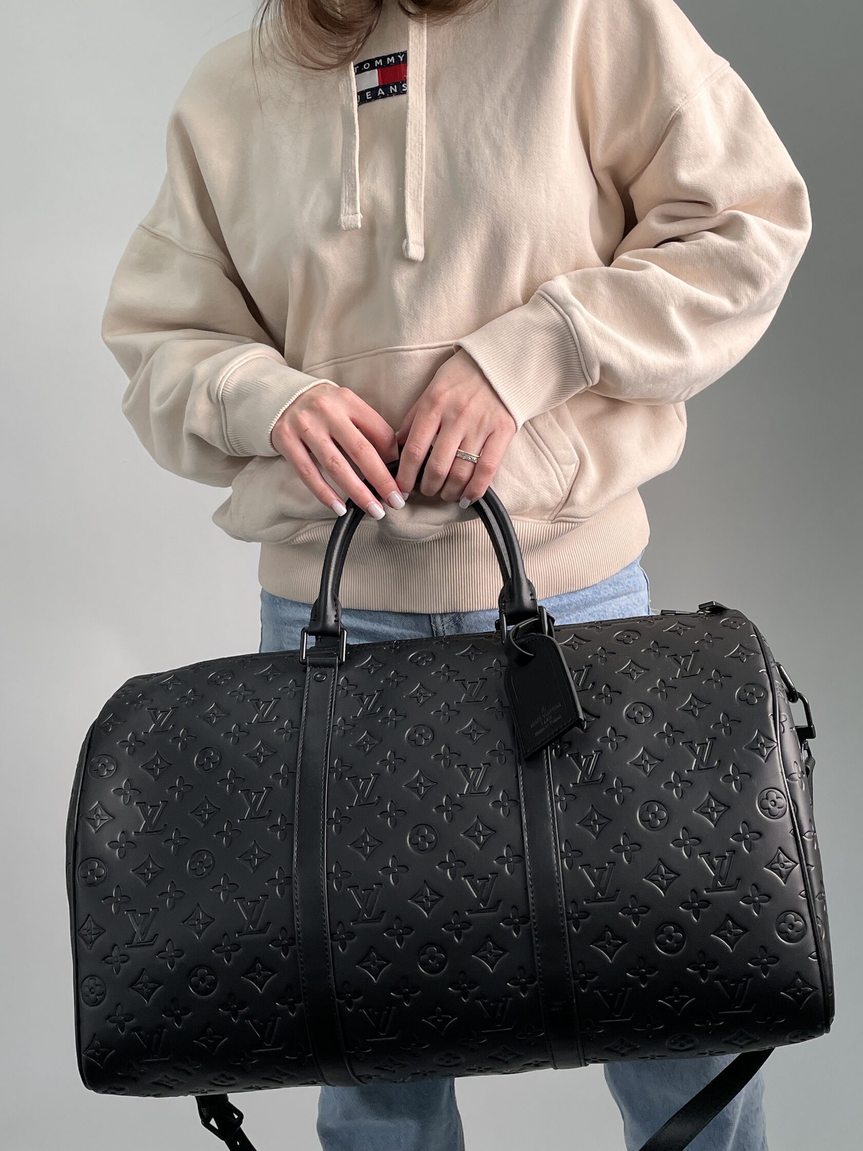 Louis Vuitton Keepall Bandouliere 50 Monogram Shadow Black in Embossed Leather - 5