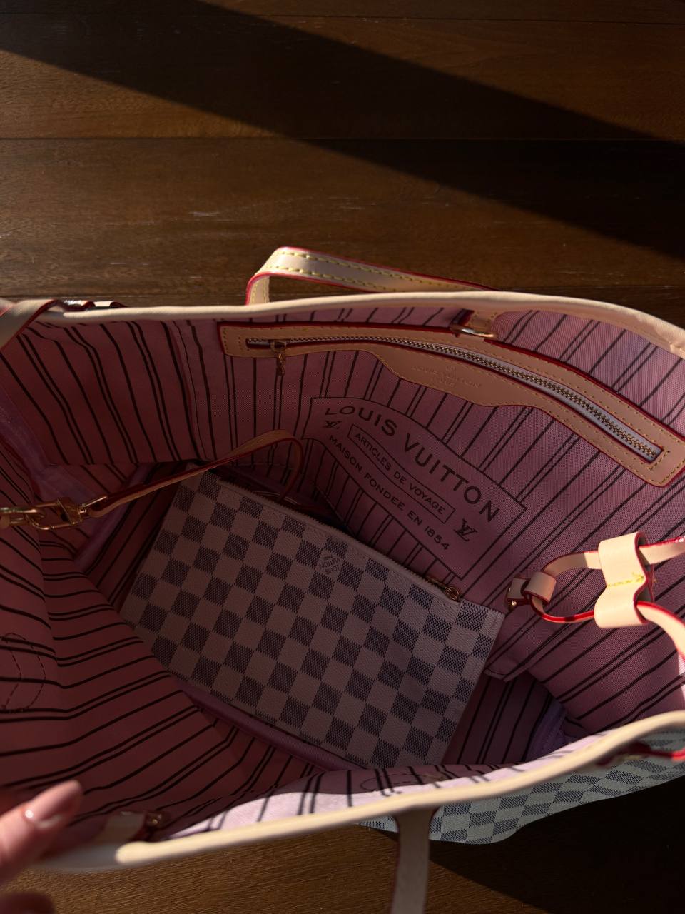 Louis Vuitton Neverfull MM Damier Azur Rose Beige - 12