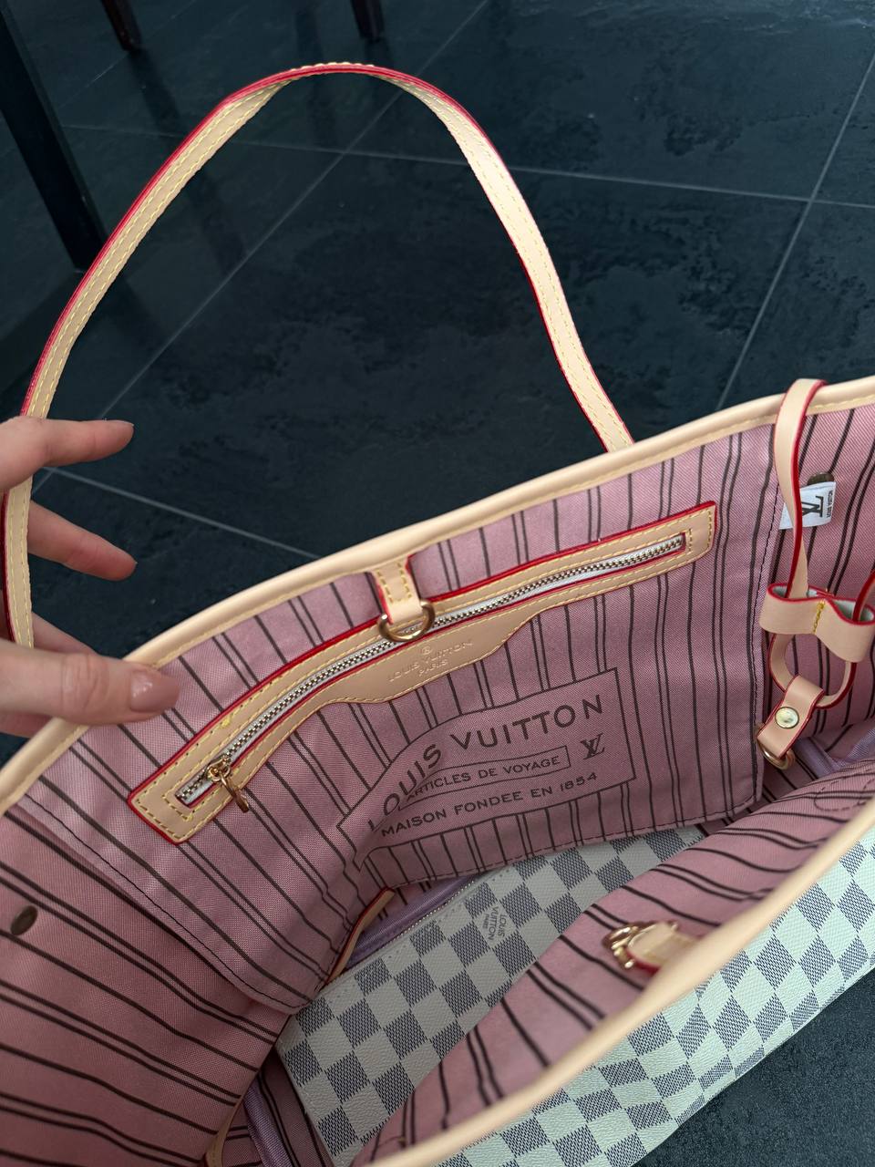 Louis Vuitton Neverfull MM Damier Azur Rose Beige - 13