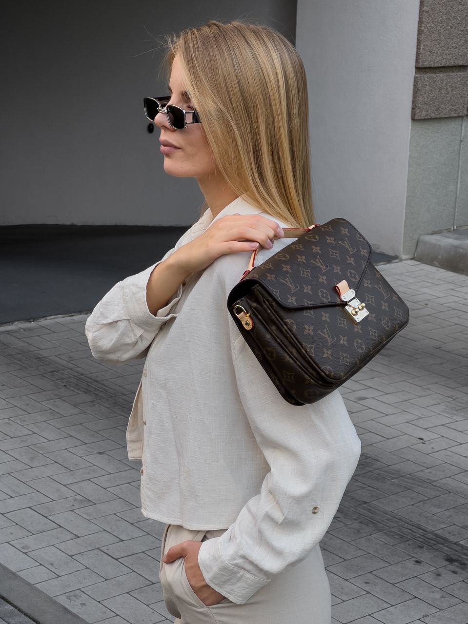 Louis Vuitton Pochette Métis Brown Monogram Coated Canvas Gold - 11