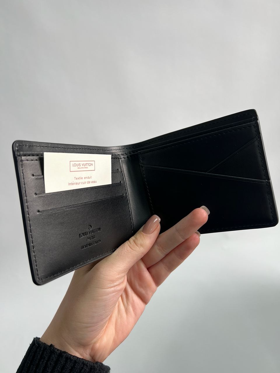 Louis Vuitton Slender Wallet Black Embossed Leather - 15
