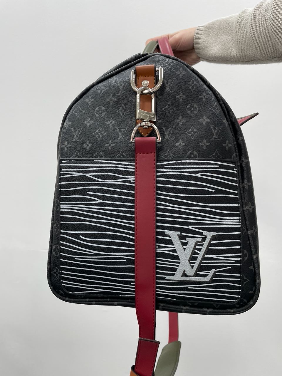 LV Keepall Bandouliere Bag Limited Edition Patchwork Monogram Eclipse 50 - 16