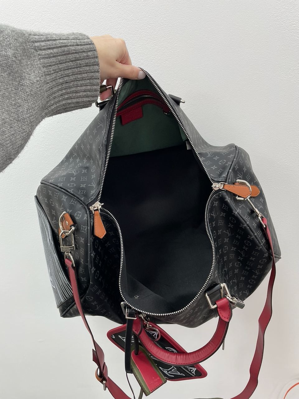 LV Keepall Bandouliere Bag Limited Edition Patchwork Monogram Eclipse 50 - 18