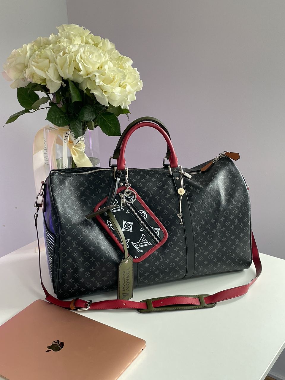 LV Keepall Bandouliere Bag Limited Edition Patchwork Monogram Eclipse 50 - 3