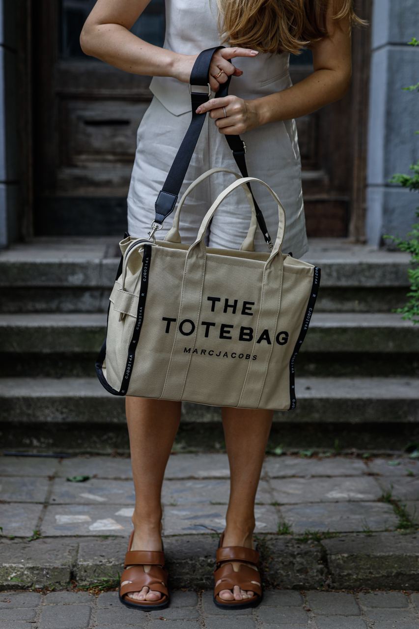 Marc Jacobs The Jacquard Large Tote Bag Beige - 12