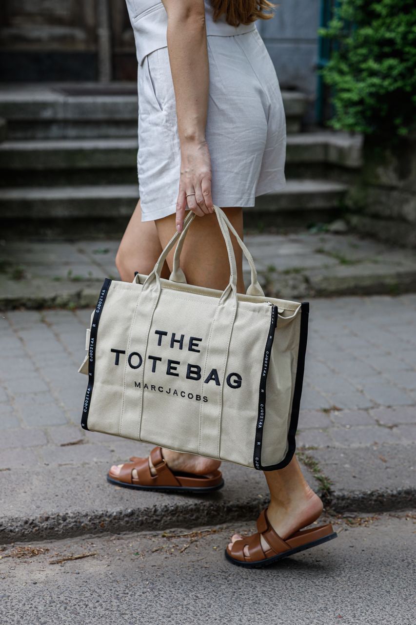 Marc Jacobs The Jacquard Large Tote Bag Beige - 7