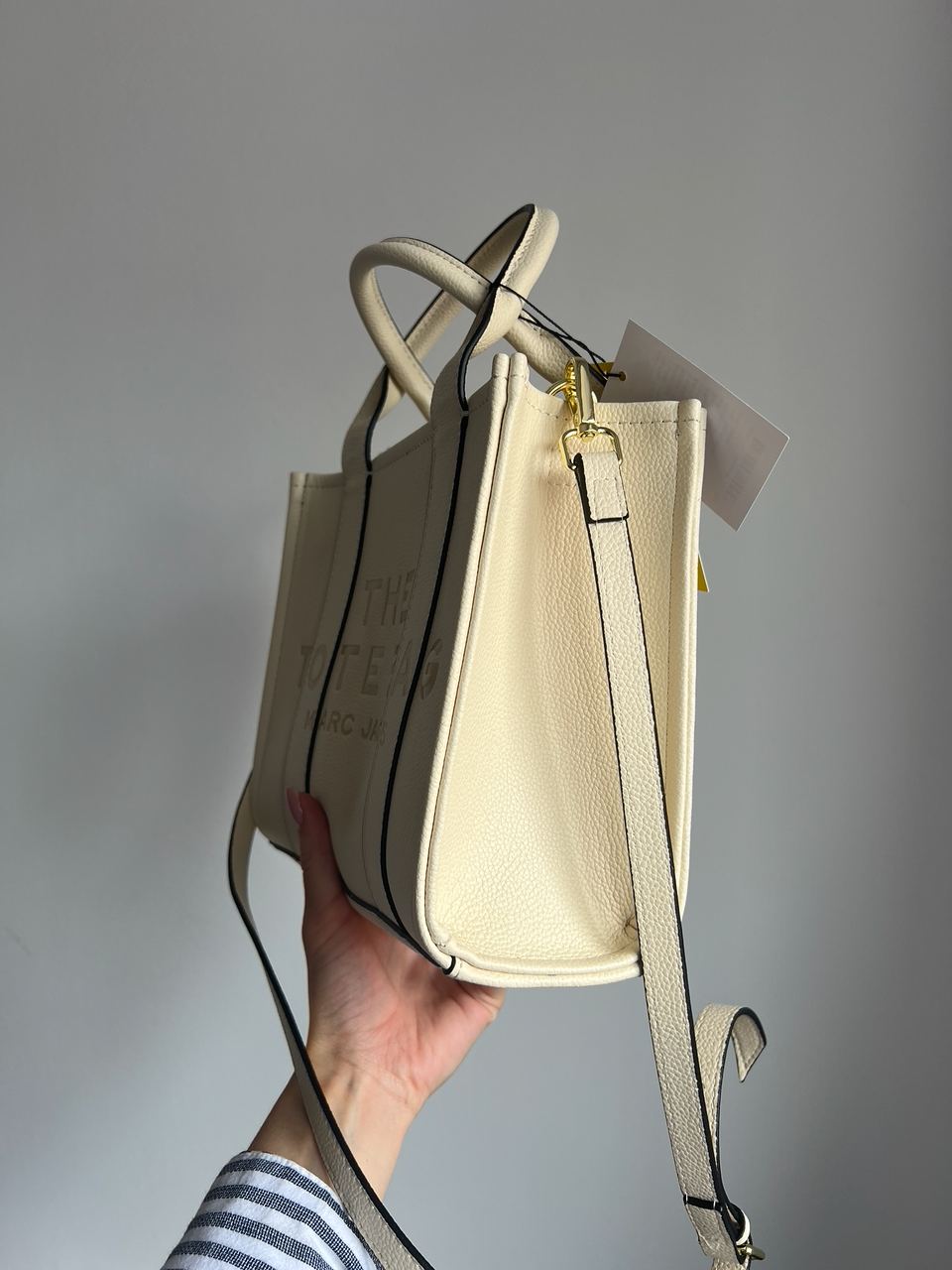 Marc Jacobs The Leather Small Tote Bag Cream - 6