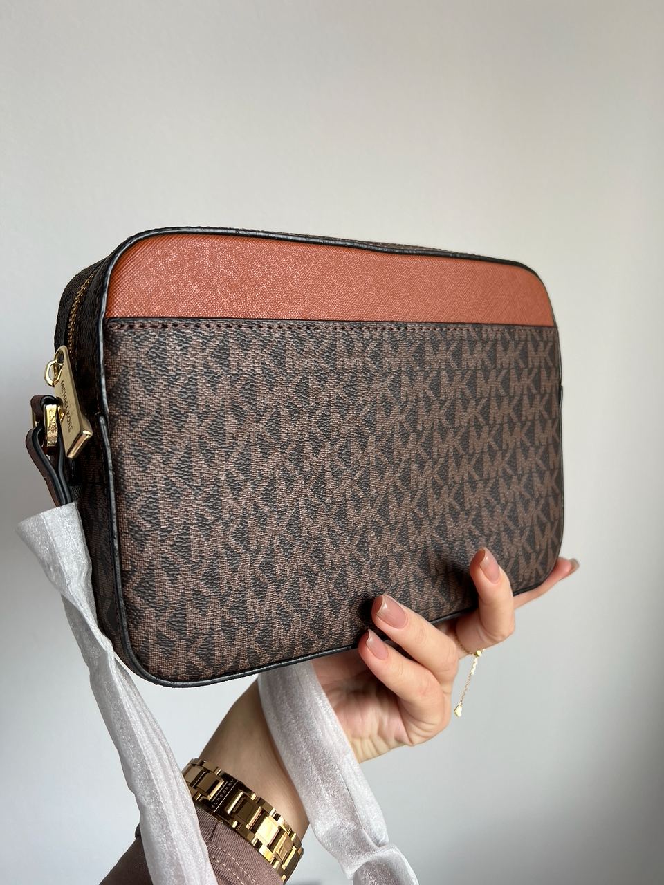 Michael Kors Jet Set Large Logo Crossbody Bag Brown - 18