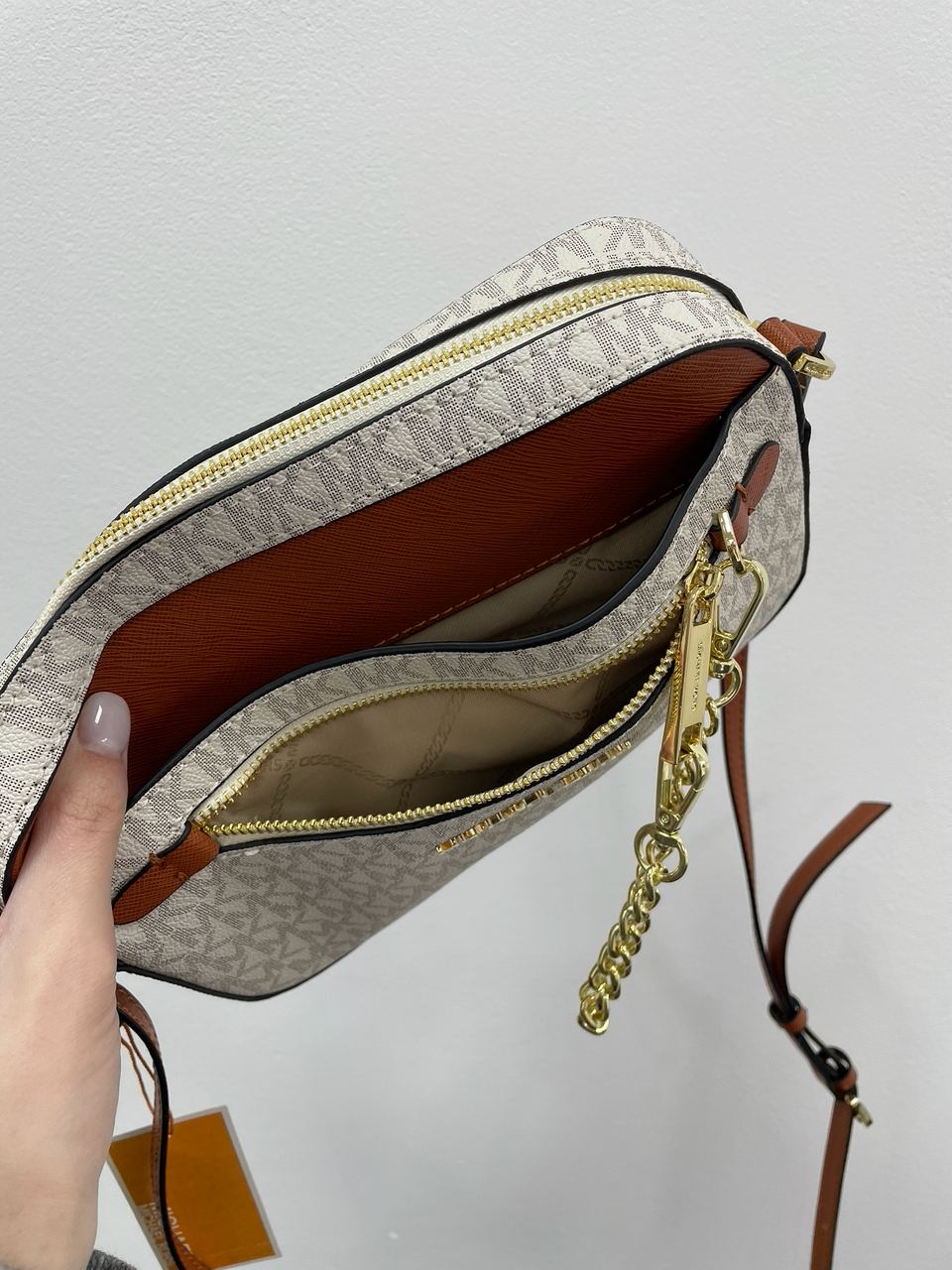 Michael Kors Jet Set Large Logo Crossbody Bag Ivory - 16