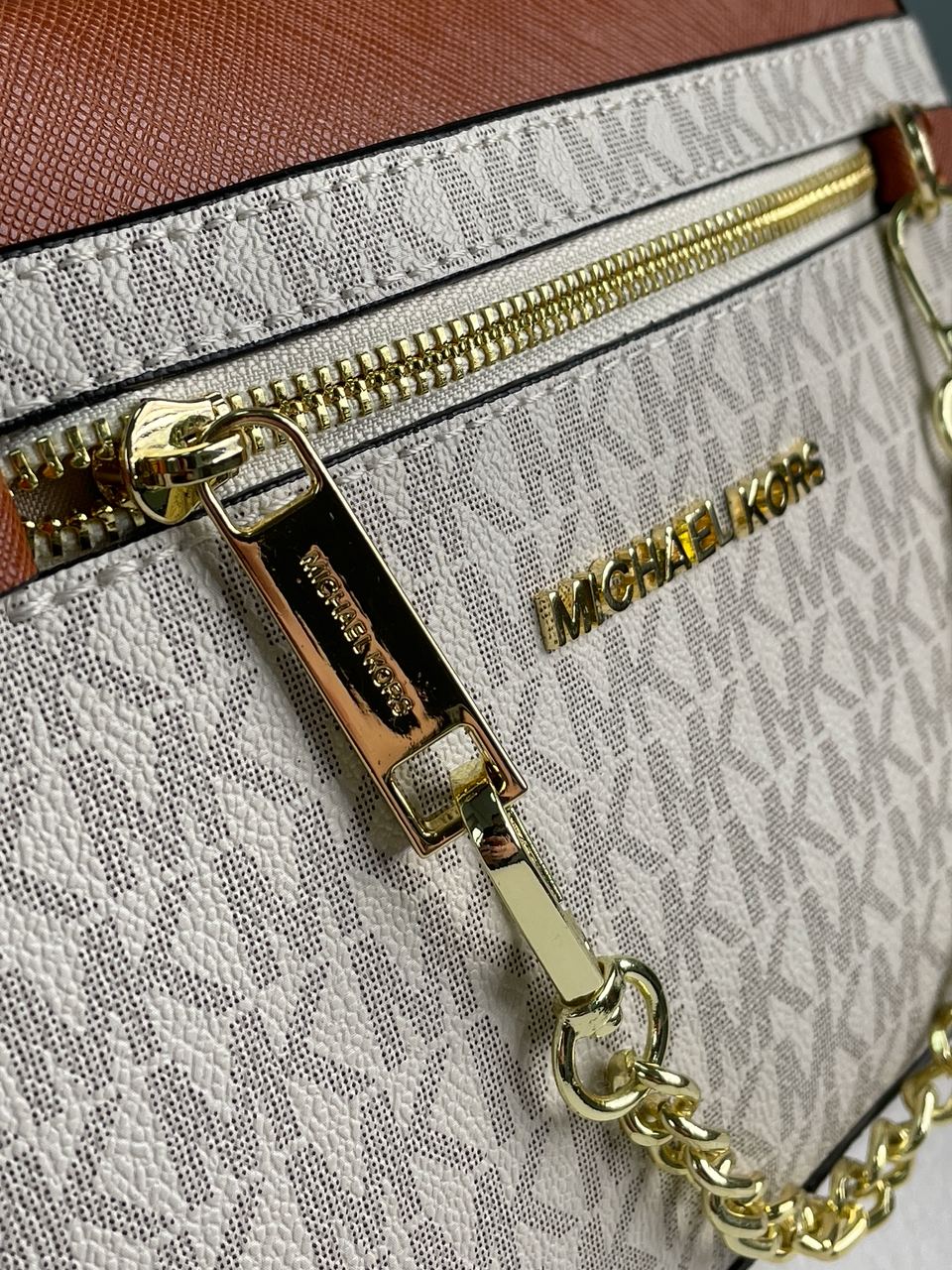 Michael Kors Jet Set Large Logo Crossbody Bag Ivory - 9