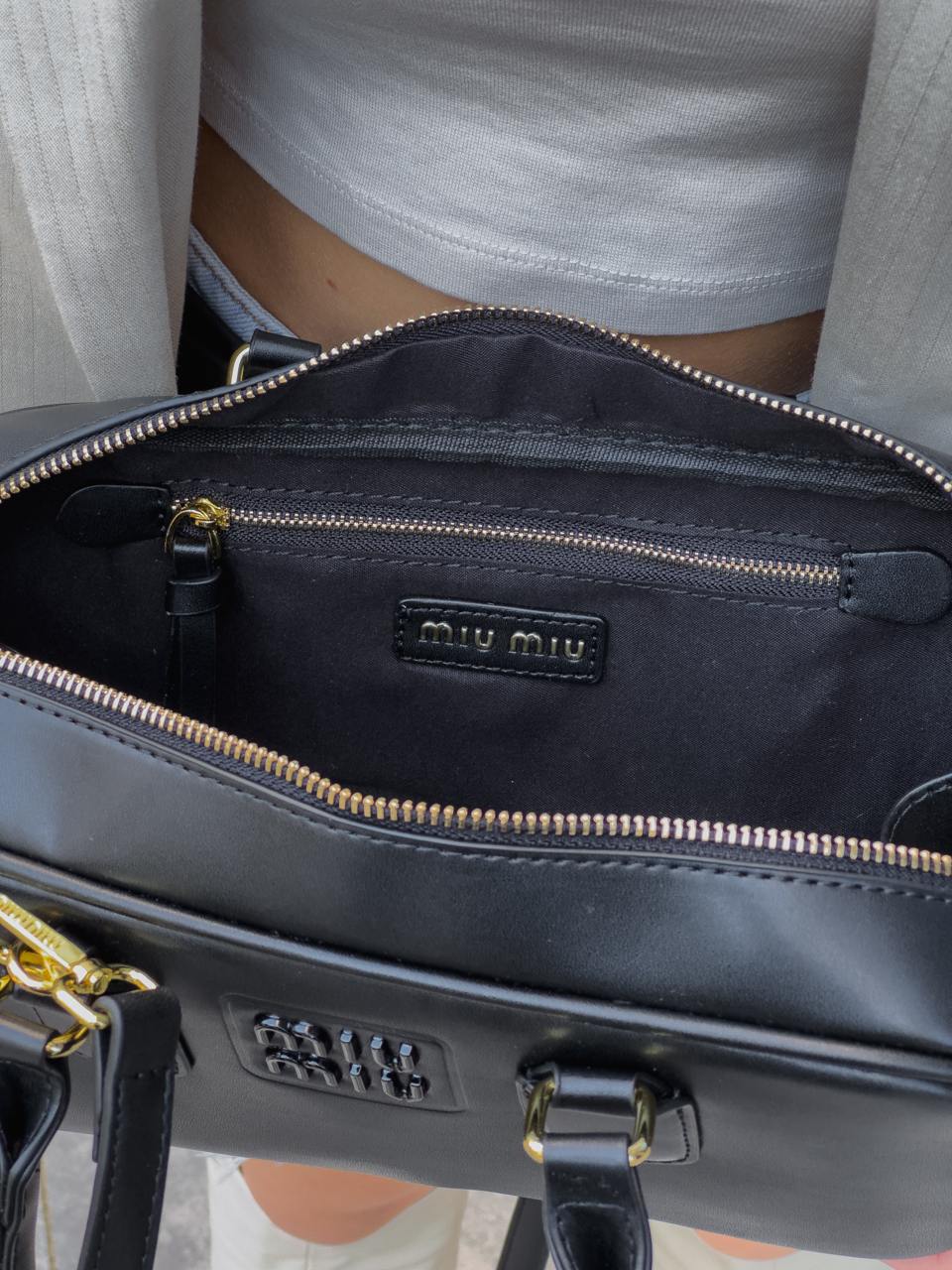 Miu Miu Arcadie Leather Bag Black - 18