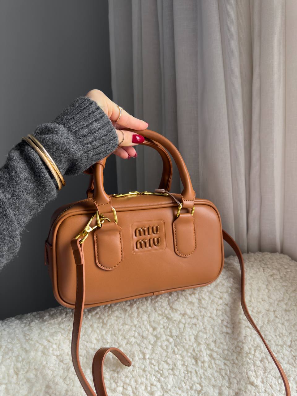 Miu Miu Arcadie Leather Bag Brown - 11