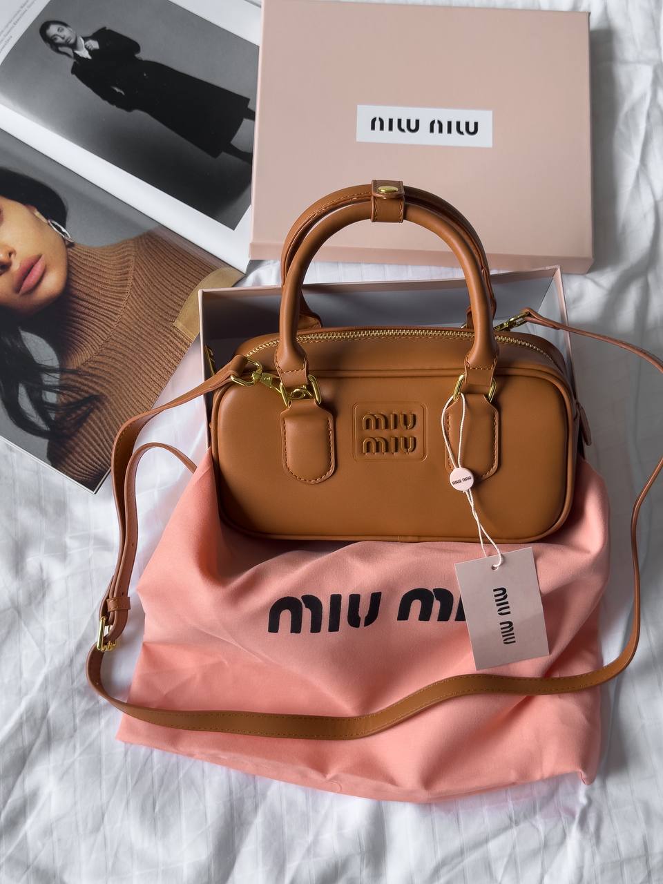 Miu Miu Arcadie Leather Bag Brown - 2