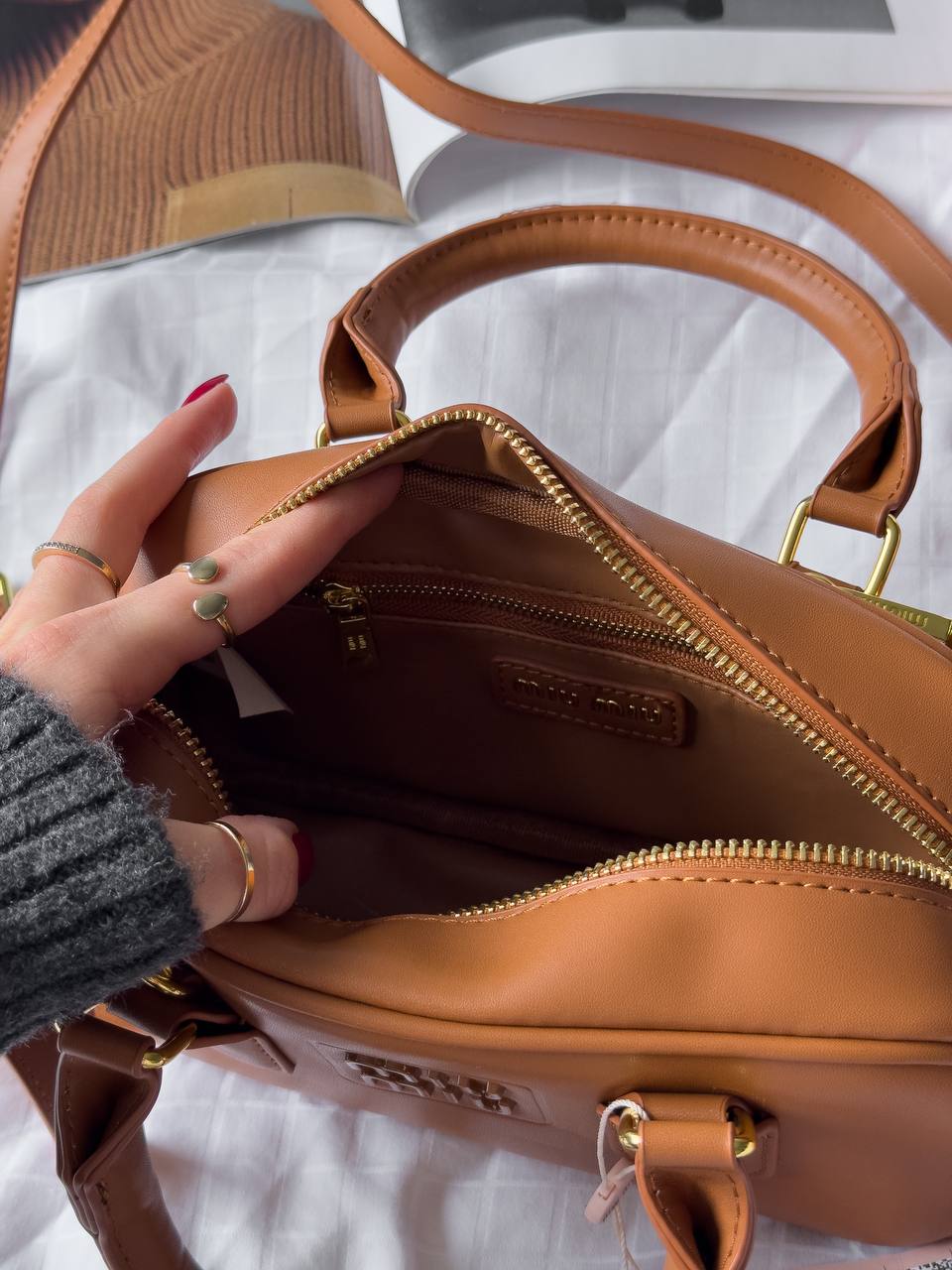 Miu Miu Arcadie Leather Bag Brown - 20