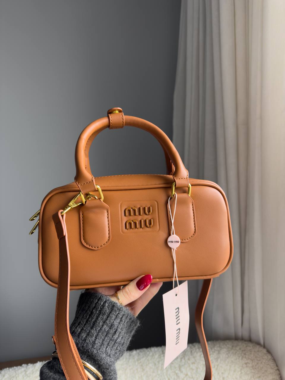 Miu Miu Arcadie Leather Bag Brown - 4