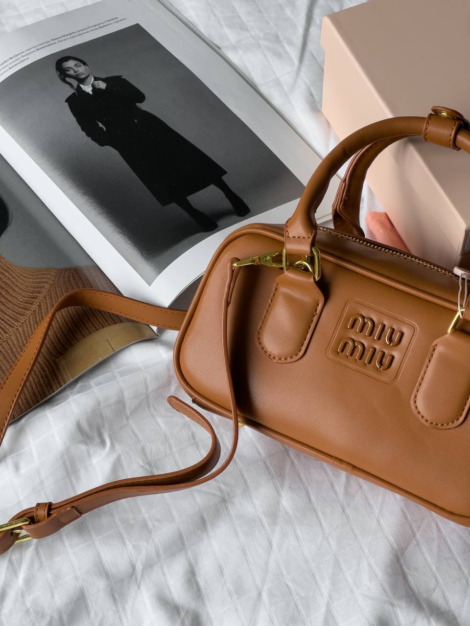 Miu Miu Arcadie Leather Bag Brown - 5