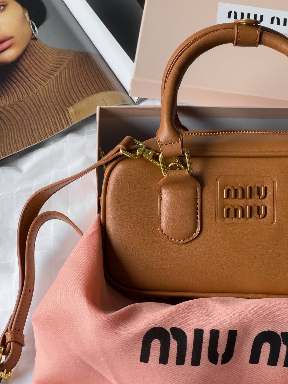 Miu Miu Arcadie Leather Bag Brown - 9