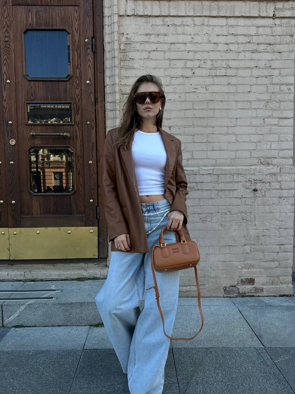 Miu Miu Arcadie Leather Bag Brown - 8