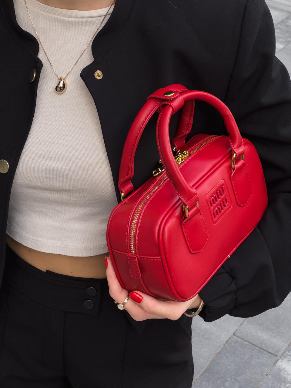 Miu Miu Arcadie Leather Bag Burgundy - 14