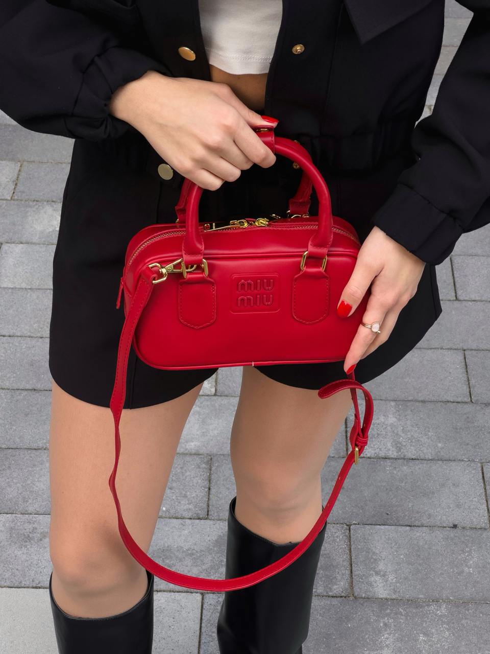 Miu Miu Arcadie Leather Bag Burgundy - 8