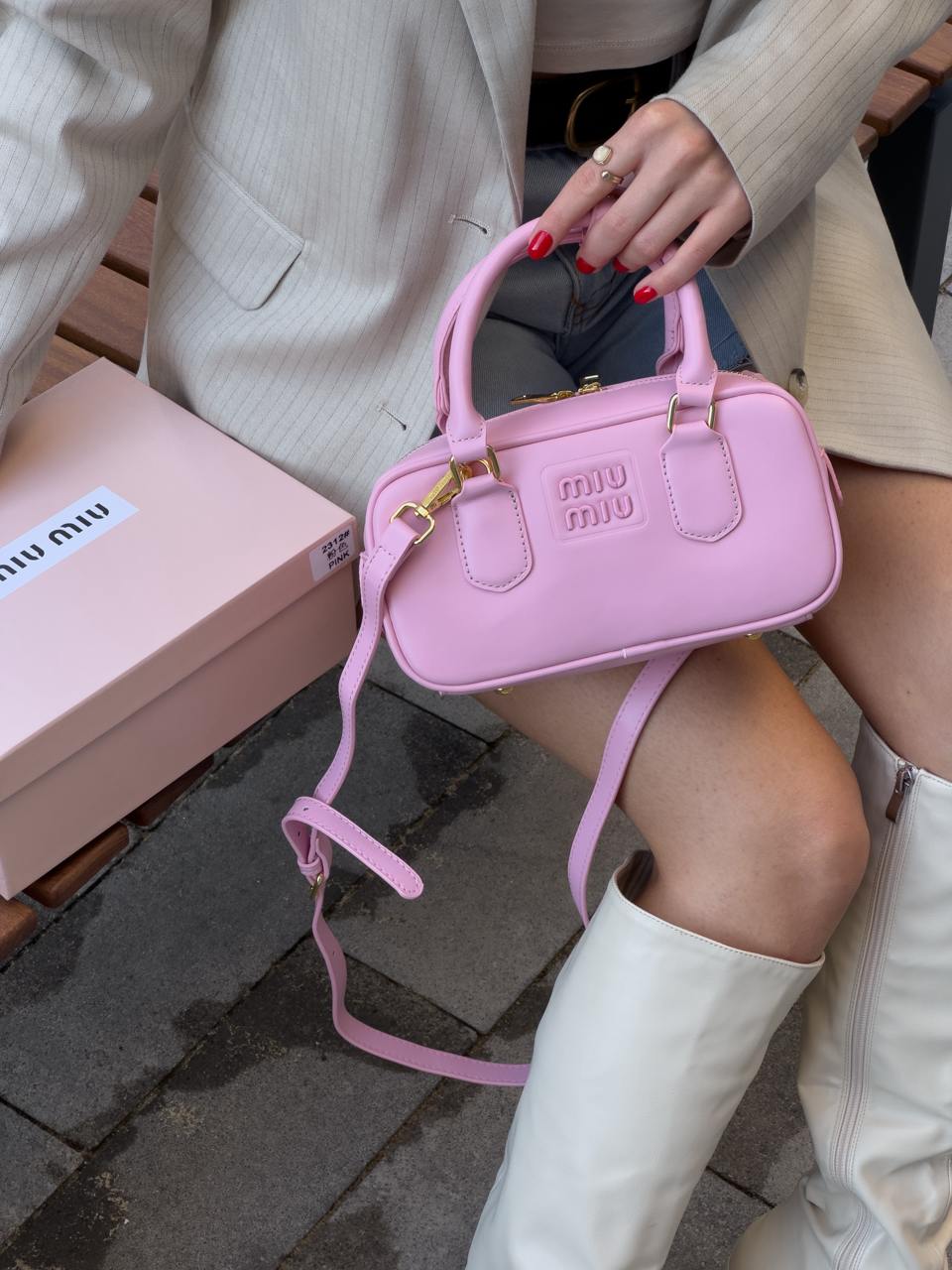 Miu Miu Arcadie Leather Bag Pink - 4