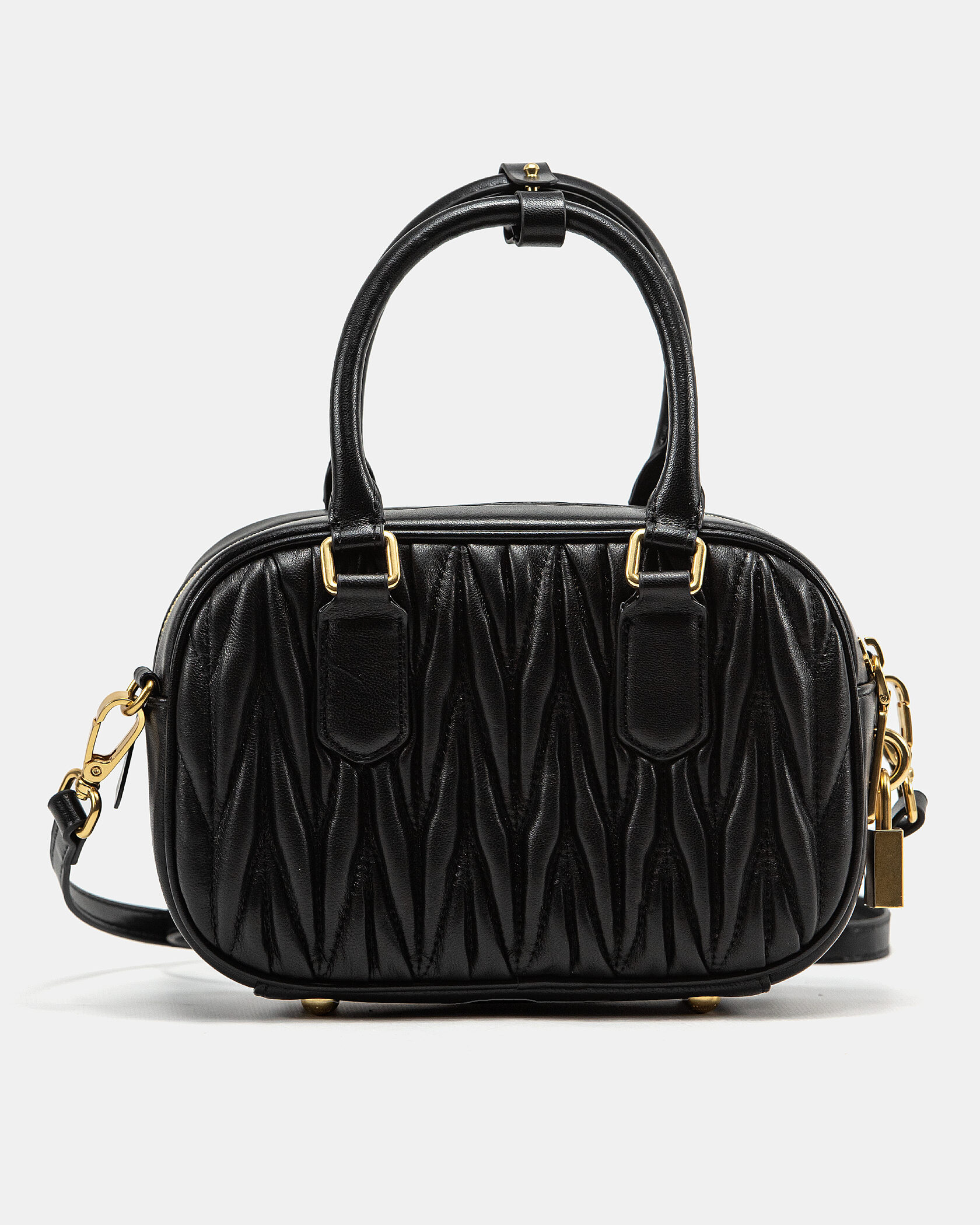 Miu Miu Arcadie Matelassé Nappa Leather Bag Black - 10