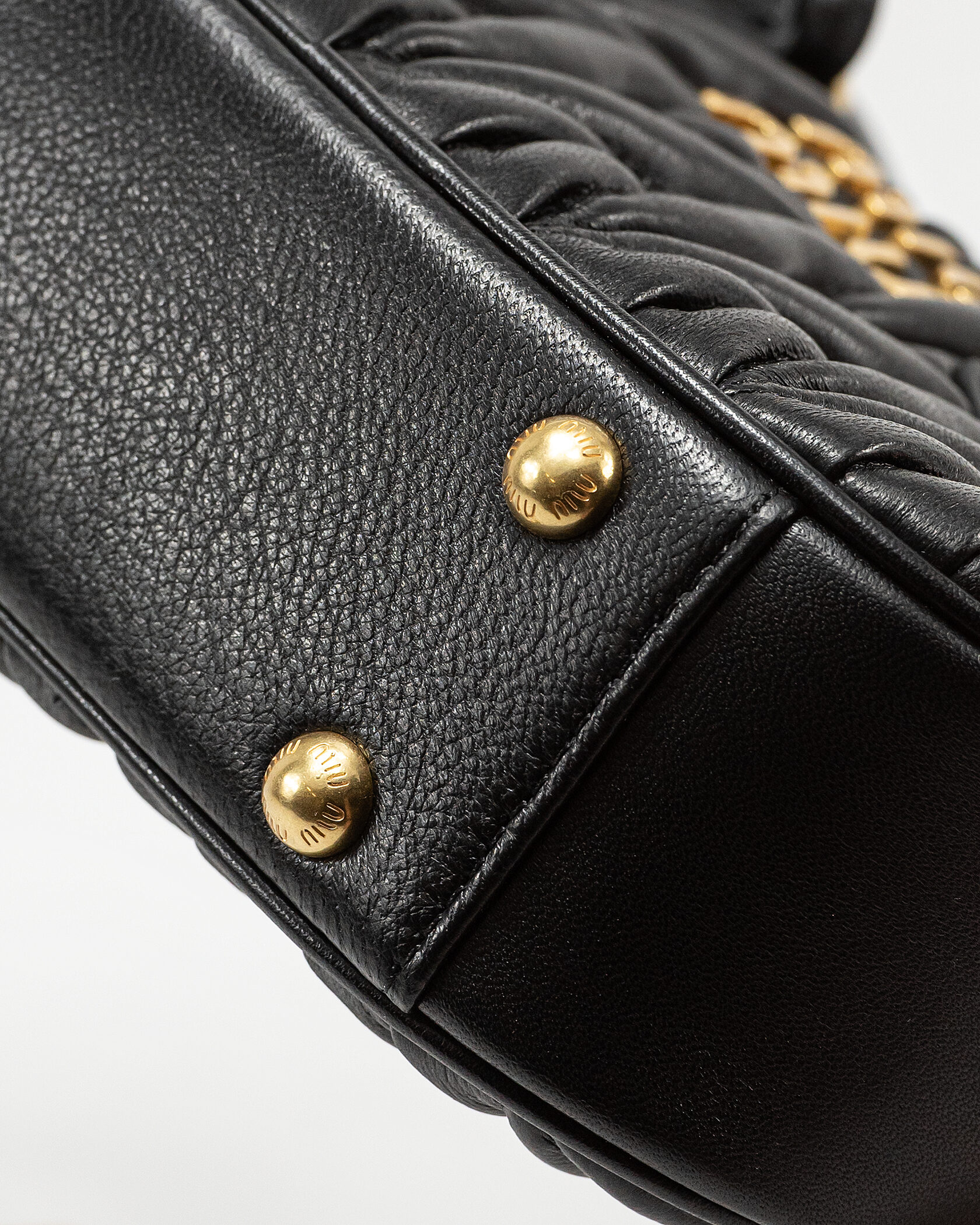 Miu Miu Arcadie Matelassé Nappa Leather Bag Black - 12