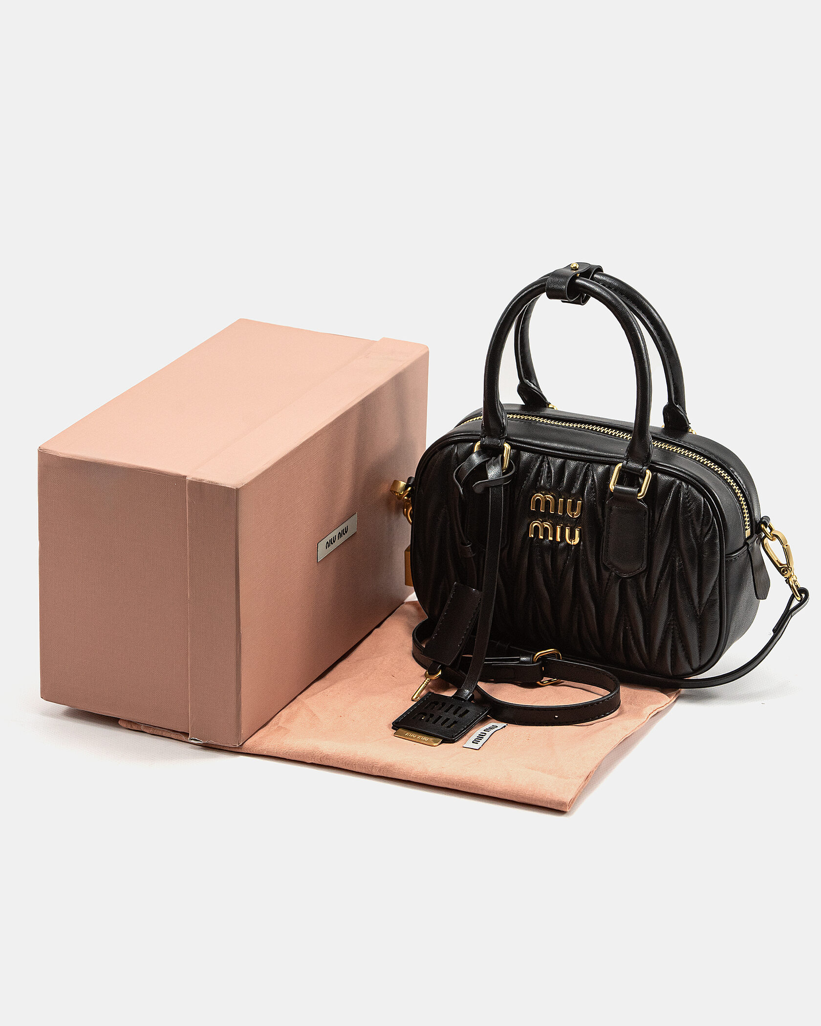 Miu Miu Arcadie Matelassé Nappa Leather Bag Black - 2