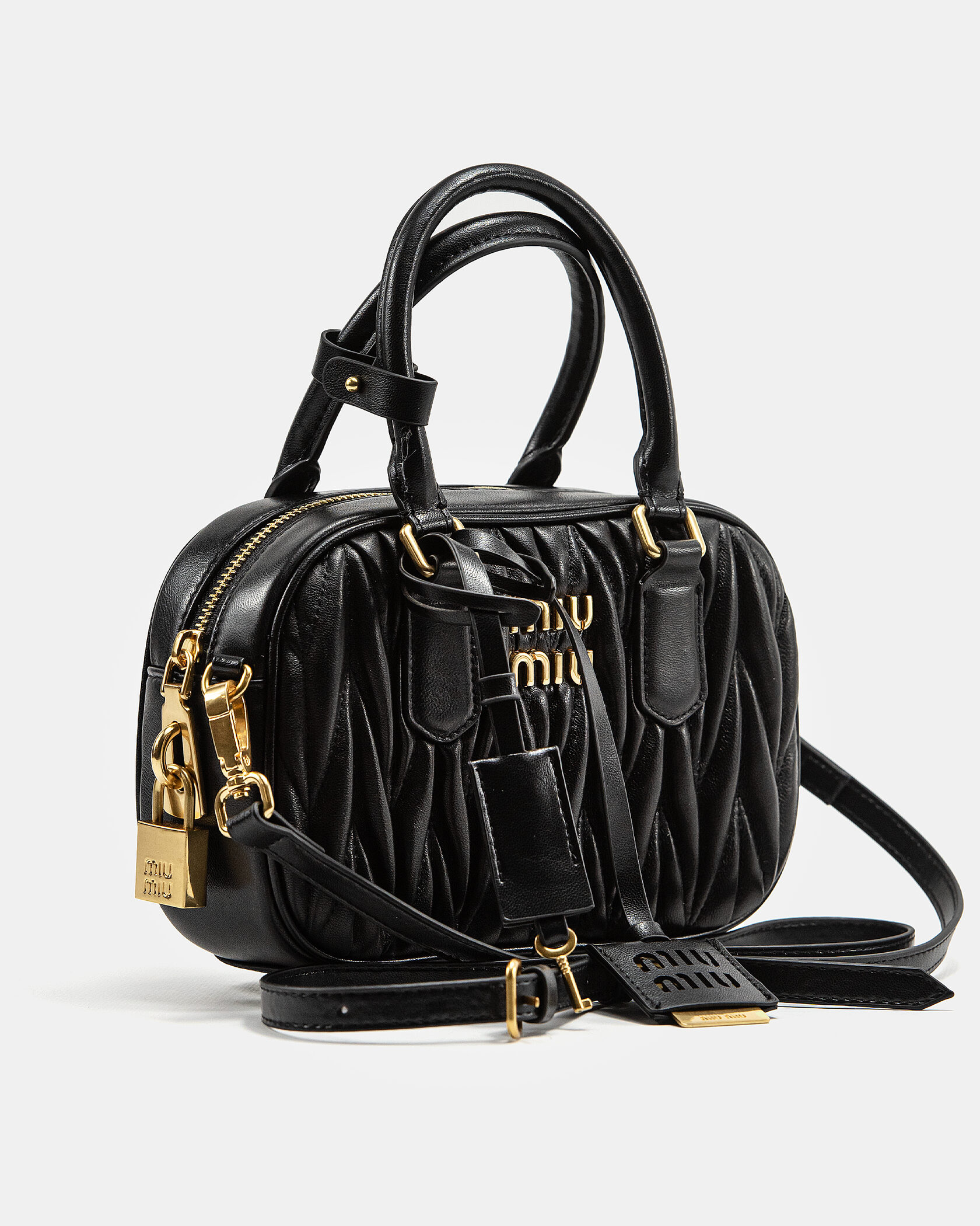 Miu Miu Arcadie Matelassé Nappa Leather Bag Black - 5