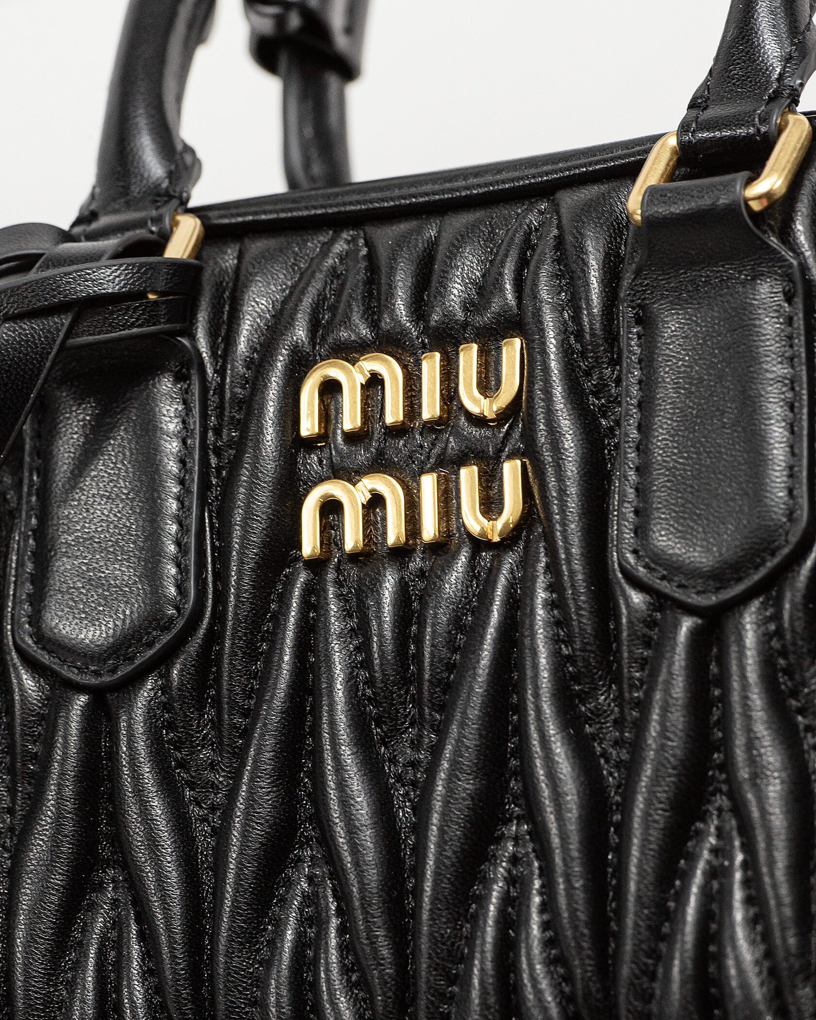 Miu Miu Arcadie Matelassé Nappa Leather Bag Black - 6