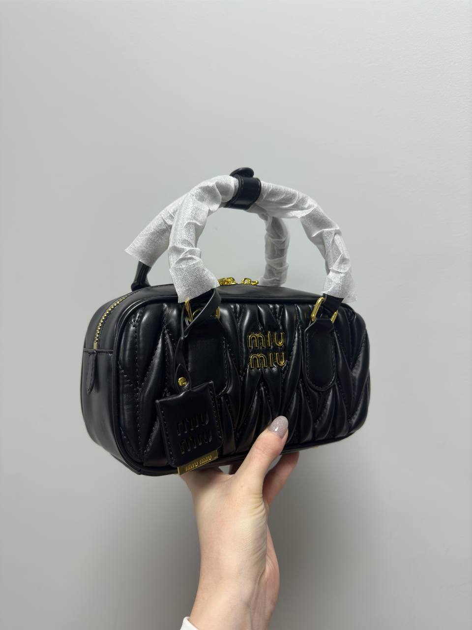 Miu Miu Arcadie Matelassé Nappa Leather Bag Black - 3