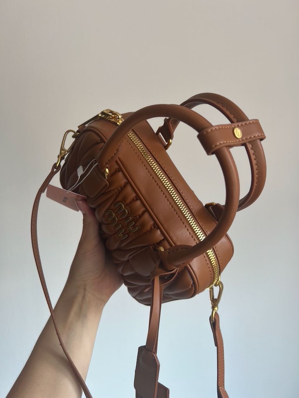 Miu Miu Arcadie Matelassé Nappa Leather Bag Brown - 12