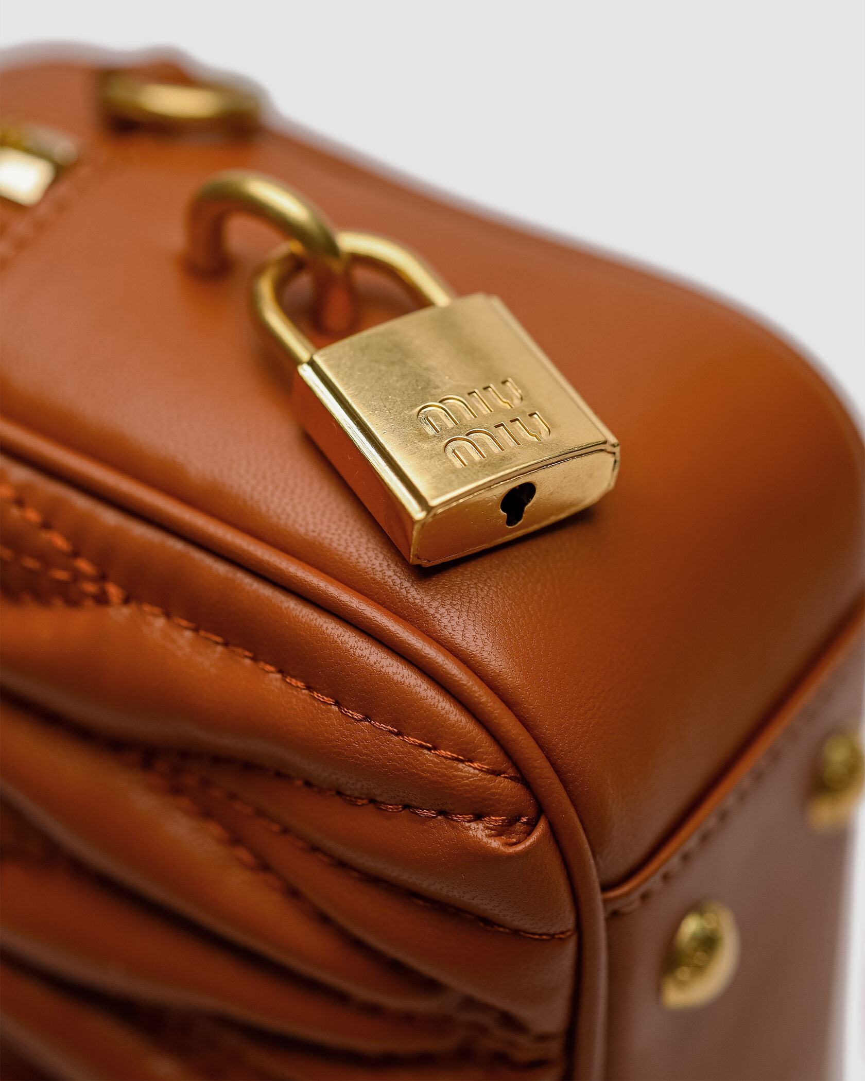 Miu Miu Arcadie Matelassé Nappa Leather Bag Brown - 7