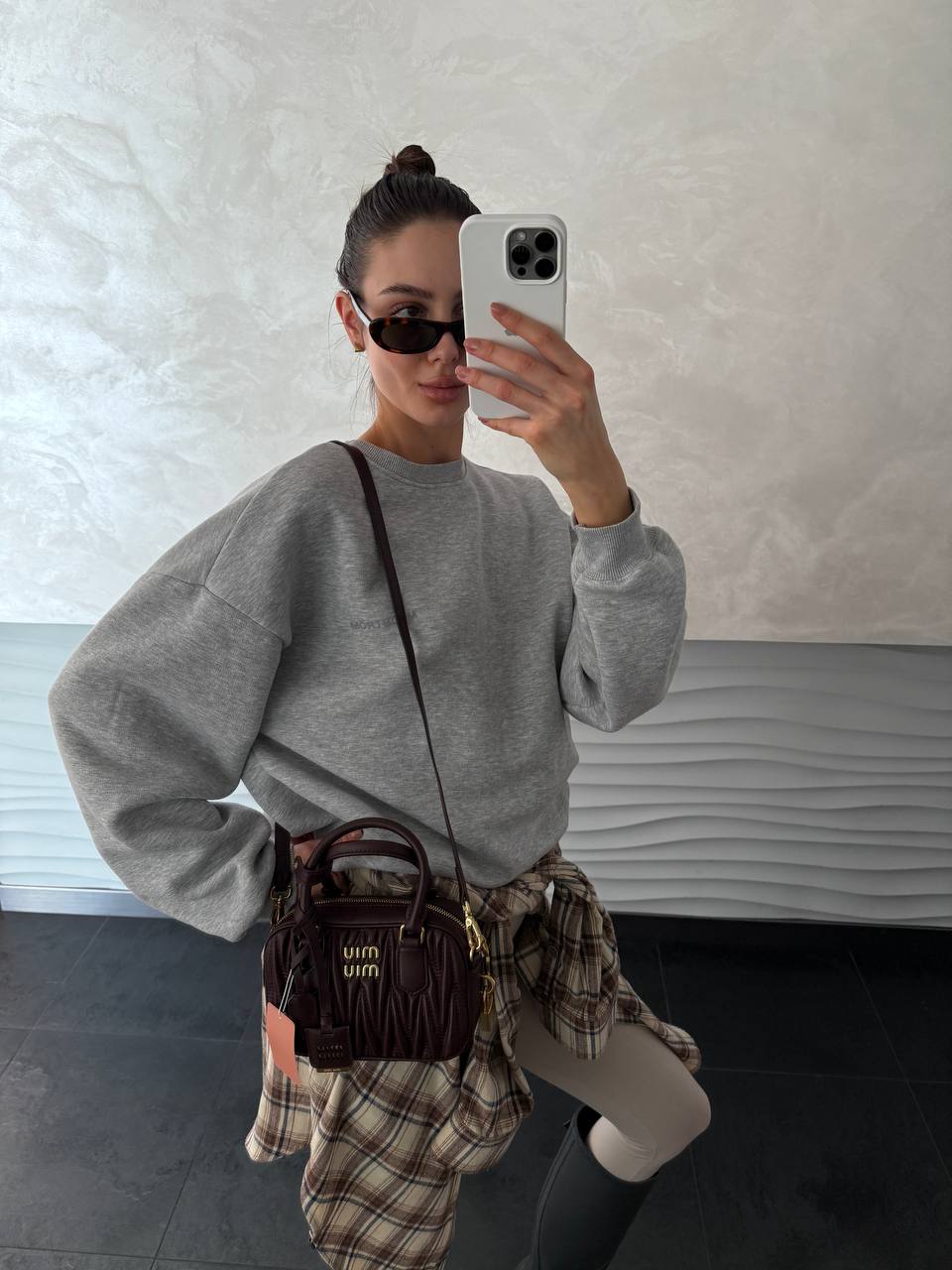 Miu Miu Arcadie Matelassé Nappa Leather Bag Burgundy - 5