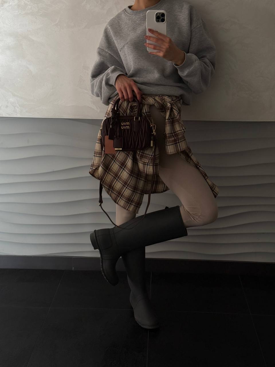 Miu Miu Arcadie Matelassé Nappa Leather Bag Burgundy - 6