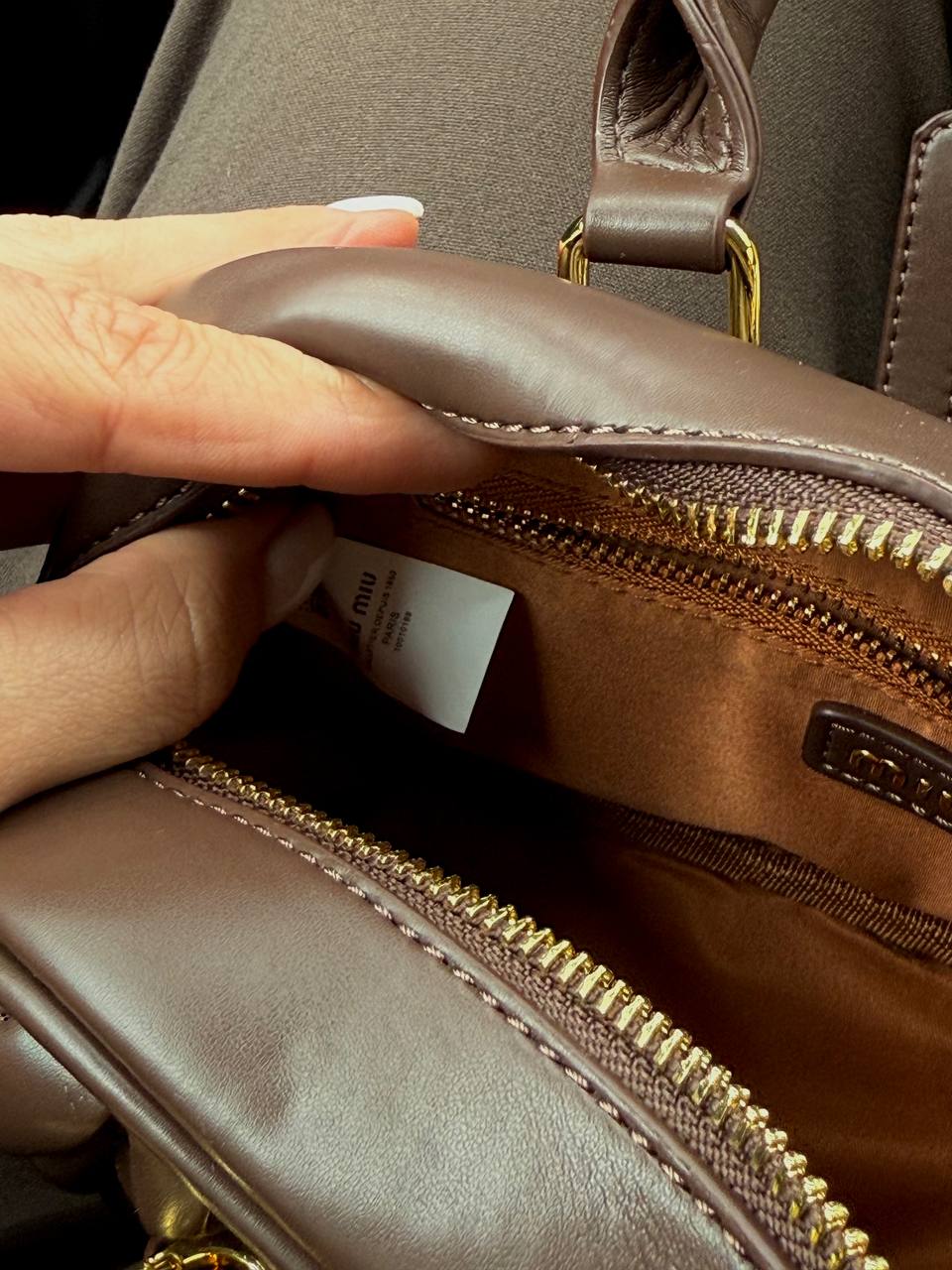 Miu Miu Arcadie Matelassé Nappa Leather Bag Chocolate - 14