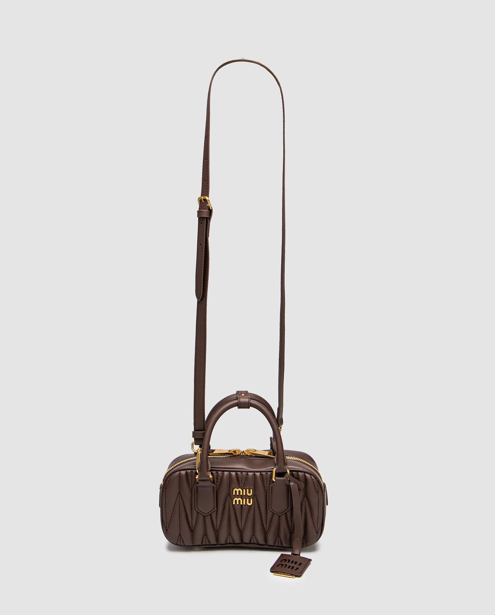 Miu Miu Arcadie Matelassé Nappa Leather Bag Chocolate - 3