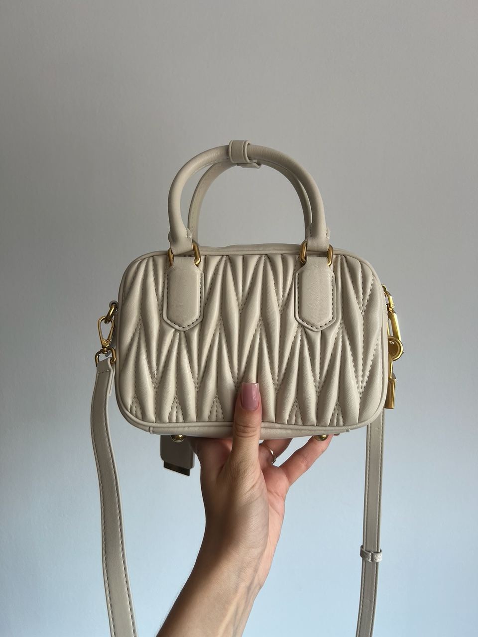 Miu Miu Arcadie Matelass? Nappa Leather Bag Cream - 3