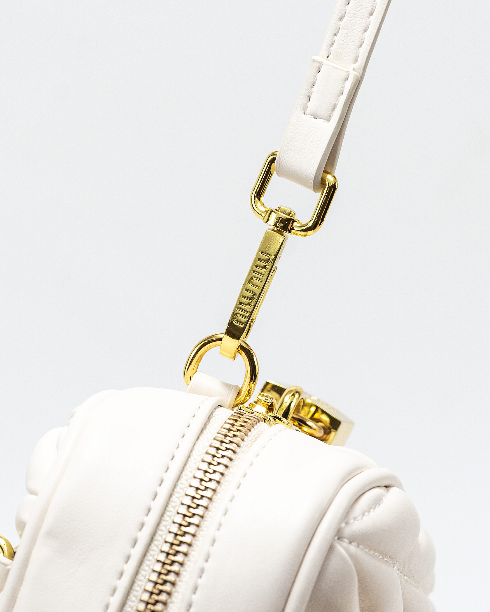 Miu Miu Arcadie Matelassé Nappa Leather Bag White - 12