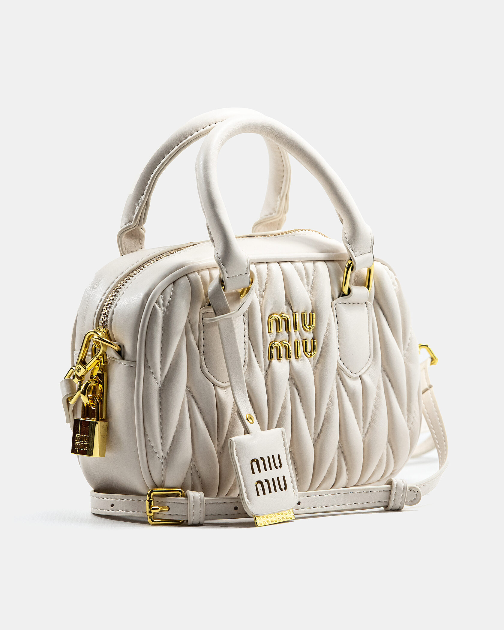 Miu Miu Arcadie Matelassé Nappa Leather Bag White - 5