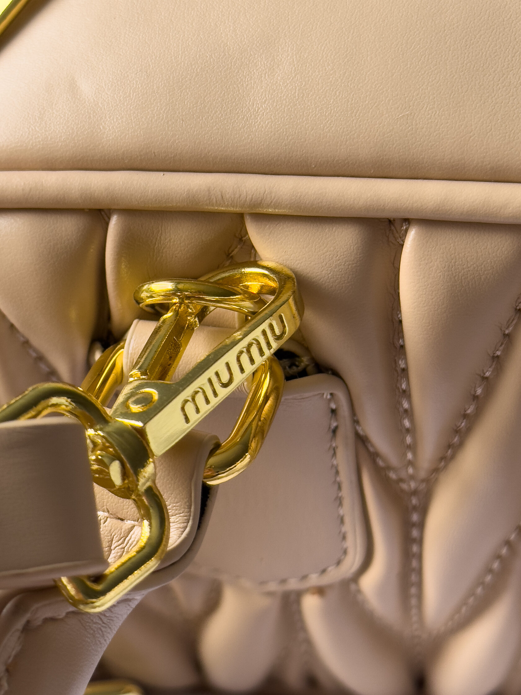 Miu Miu Arcadie Matelasse Mini Nappa Leather Bag Beige - 12