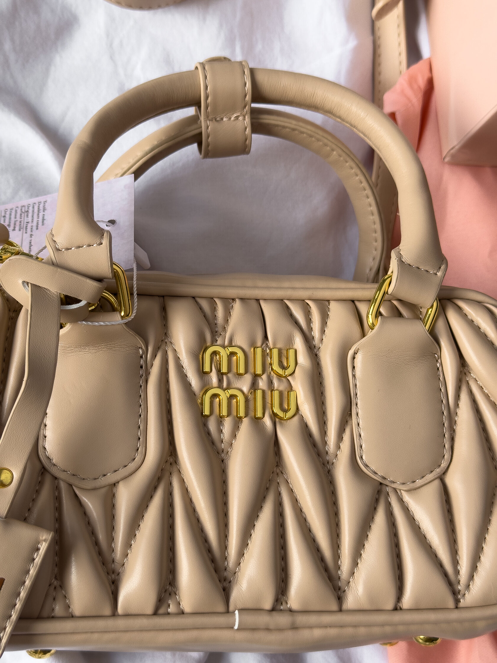Miu Miu Arcadie Matelasse Mini Nappa Leather Bag Beige - 6