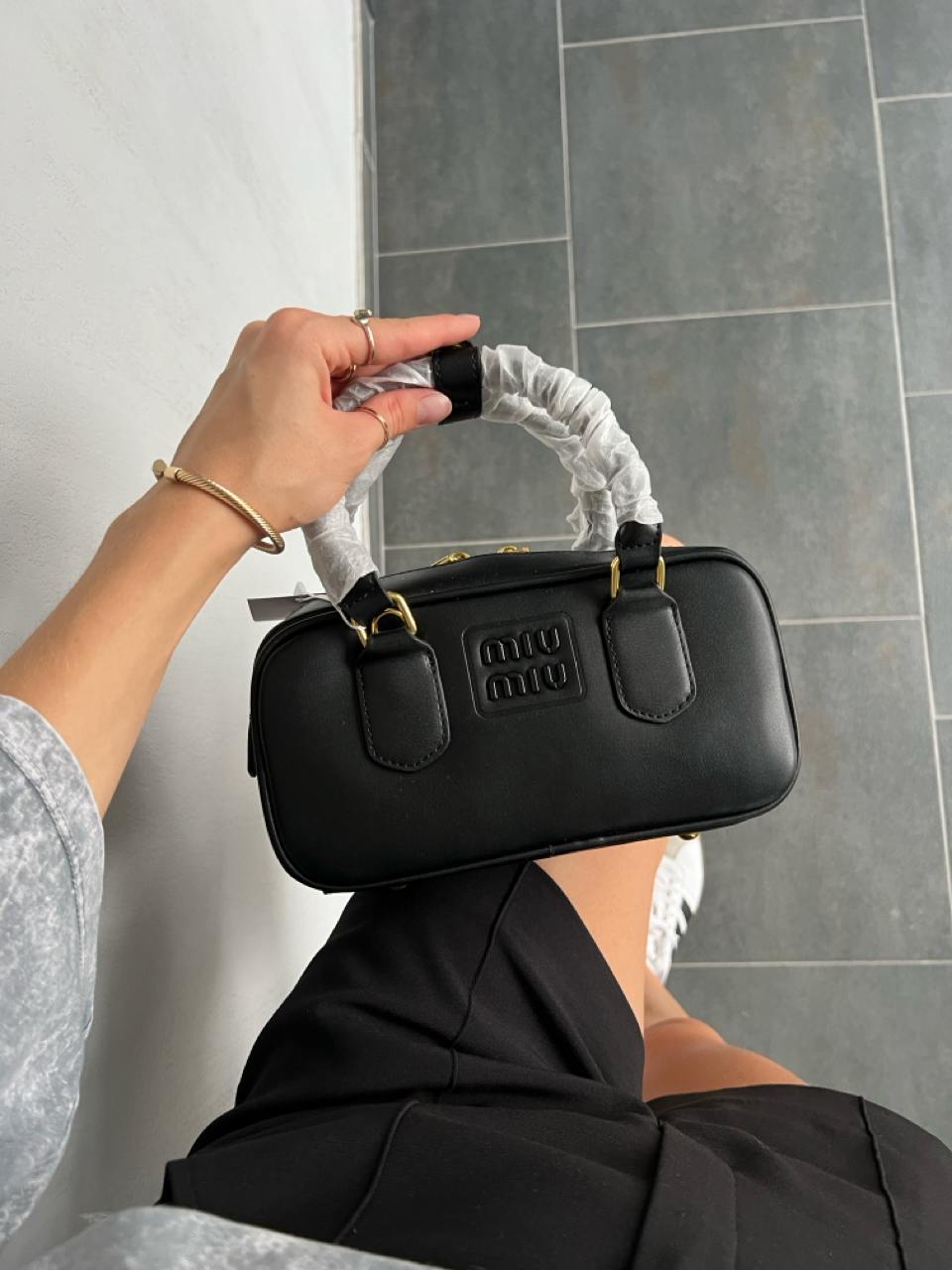 Miu Miu Arcadie Mini Leather Bag Black - 3