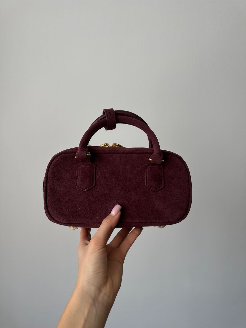 Miu Miu Arcadie Suede Bag Burgundy - 5