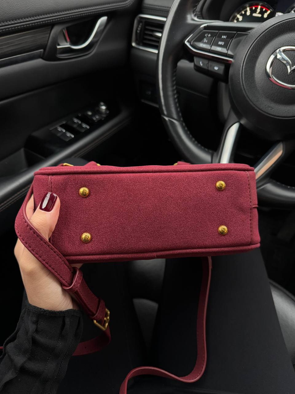 Miu Miu Arcadie Suede Bag Burgundy - 4