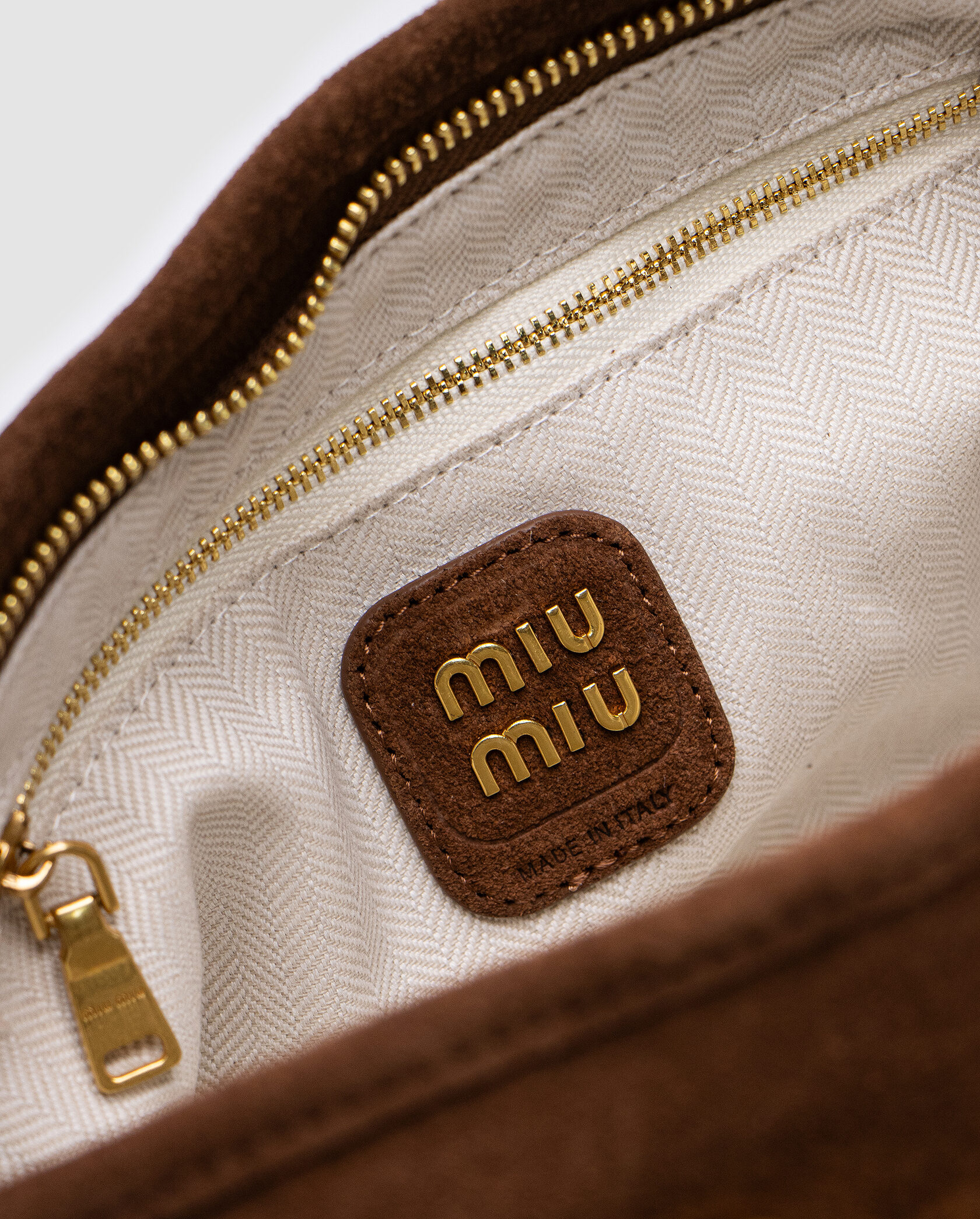 Miu Miu Aventure Nappa Leather Bag Brown Suede - 13