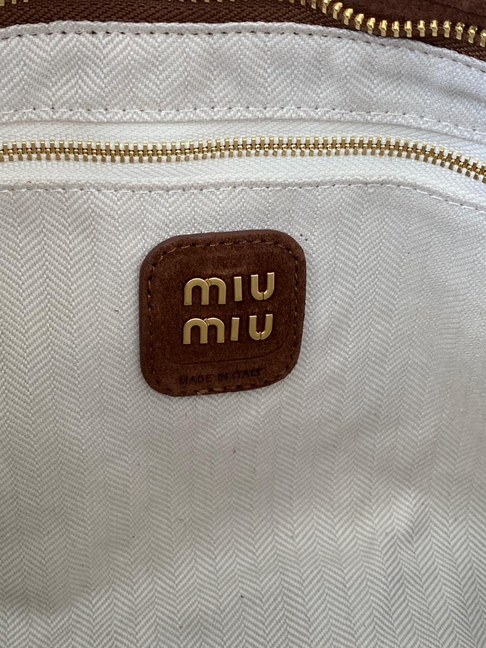 Miu Miu Aventure Nappa Leather Bag Brown Suede - 14